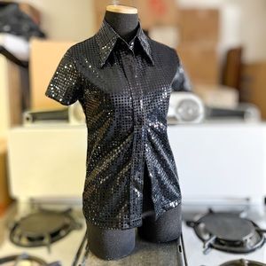 Indie brand Slow Los Angeles faux sequin shirt